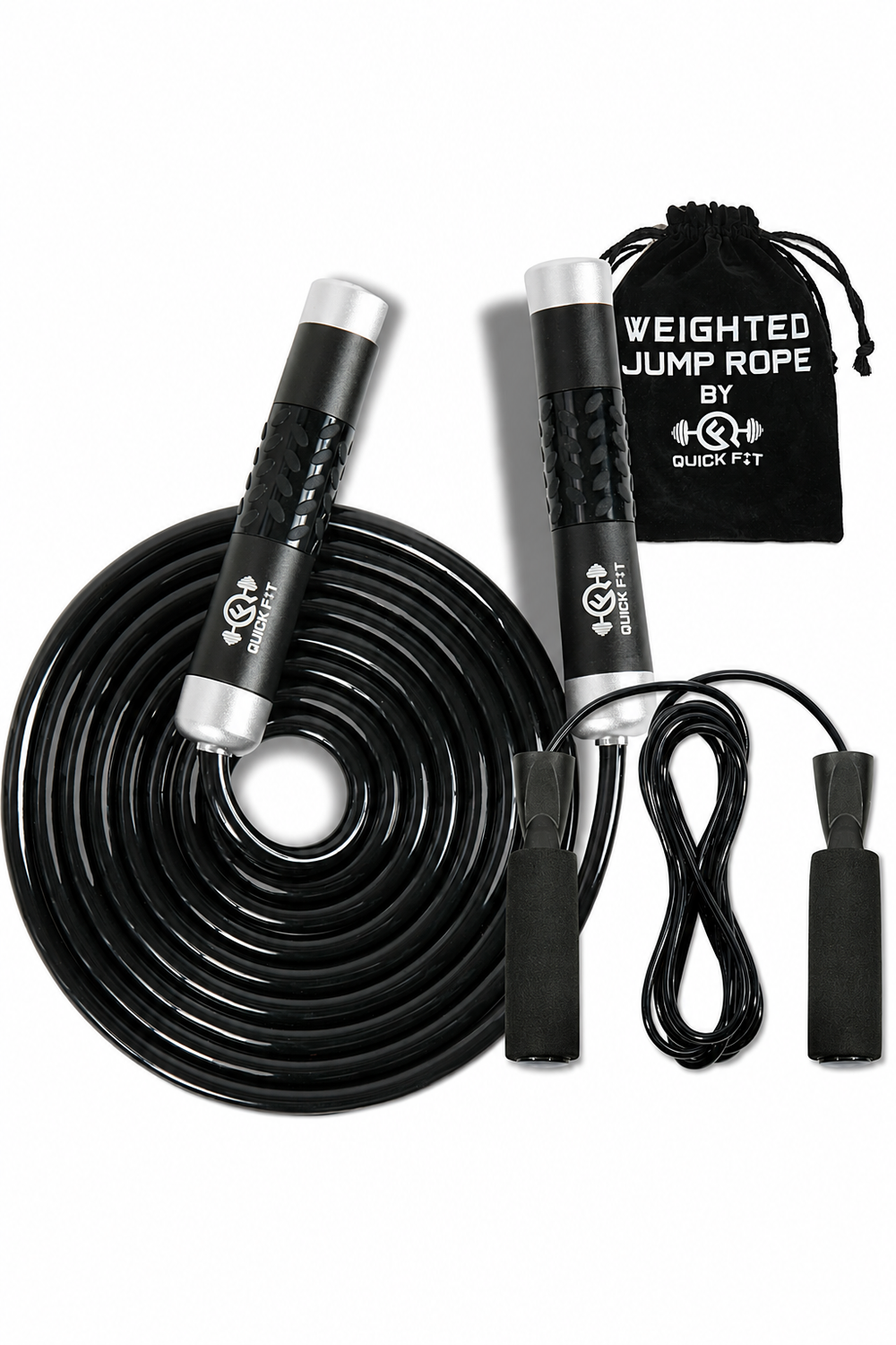 Weighted Jump Rope Set of 2 – 1lb Heavy Skipping Rope + Light Rope + Carry Bag