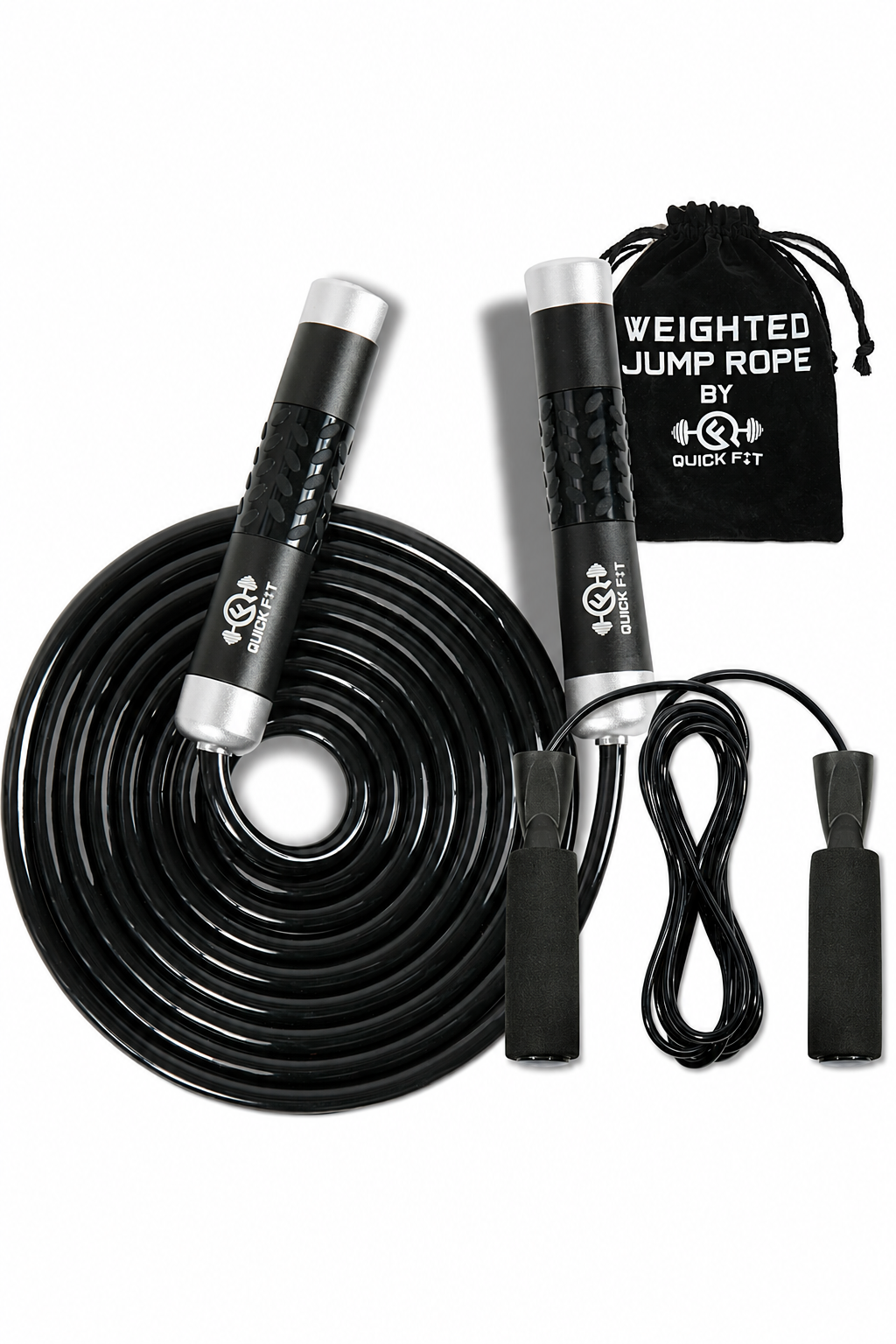 Weighted Jump Rope Set of 2 – 1lb Heavy Skipping Rope + Light Rope + Carry Bag