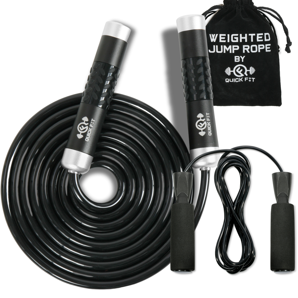 Weighted Jump Rope Set of 2 – 1lb Heavy Skipping Rope + Light Rope + Carry Bag